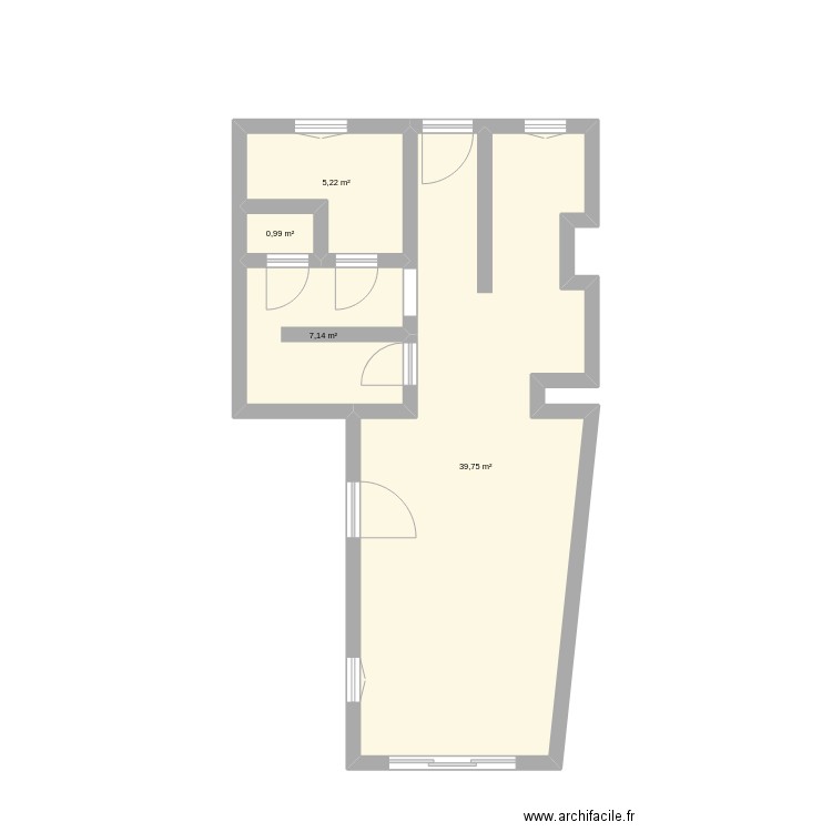 Maison RDC. Plan de 4 pièces et 53 m2