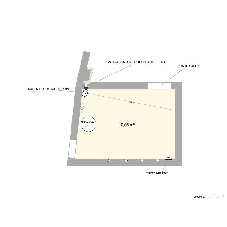 BUAN ALZONNE. Plan de 1 pièce et 10 m2