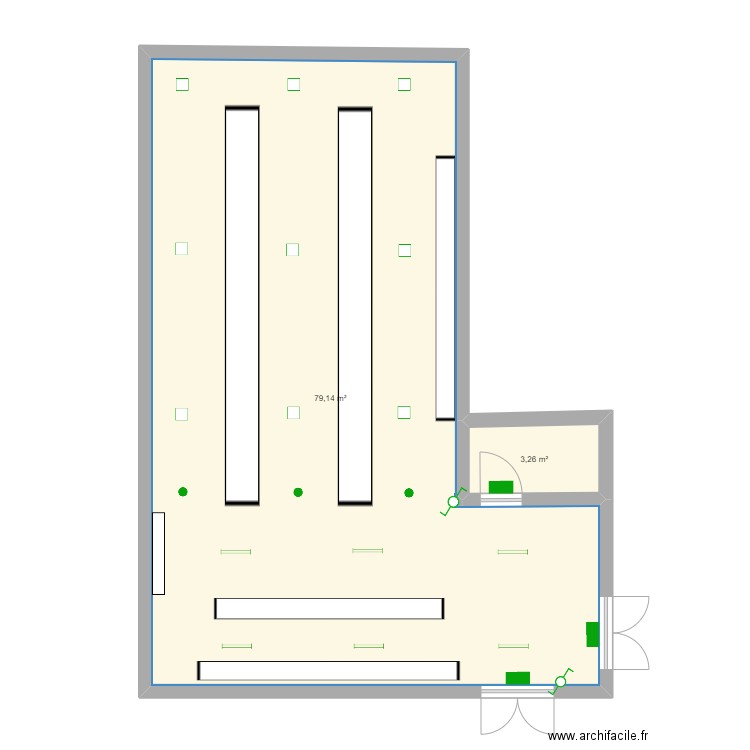 Logistique Promeo. Plan de 2 pièces et 82 m2