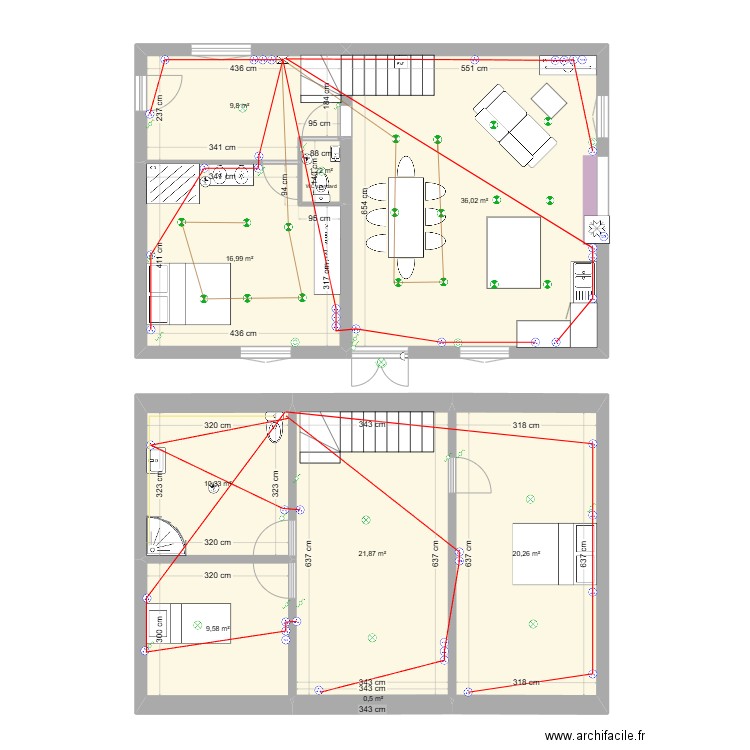 st rock prévision elec. Plan de 9 pièces et 127 m2