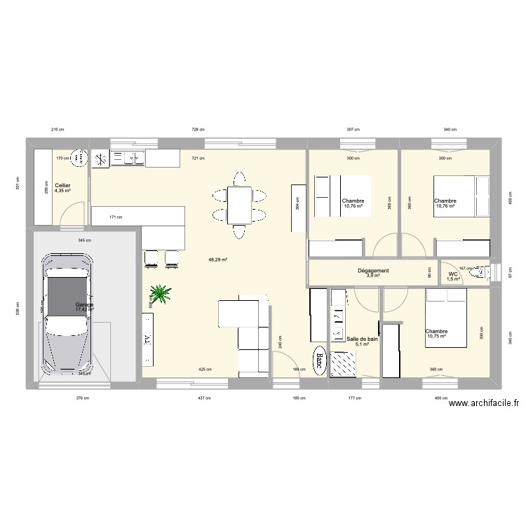 MAISON V3. Plan de 9 pièces et 113 m2