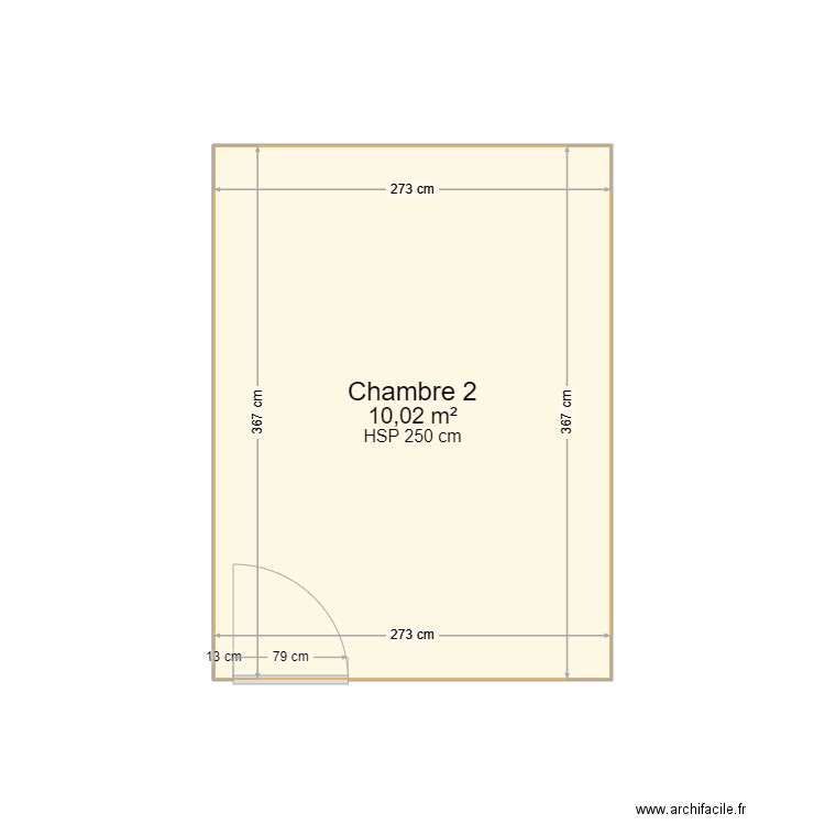 CHAMBRE 2. Plan de 1 pièce et 10 m2