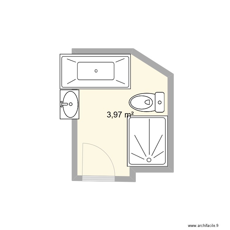 SALLE DE BAIN. Plan de 1 pièce et 4 m2