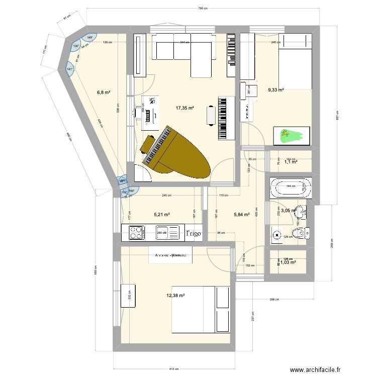 Loreto ZG 3. Plan de 9 pièces et 62 m2