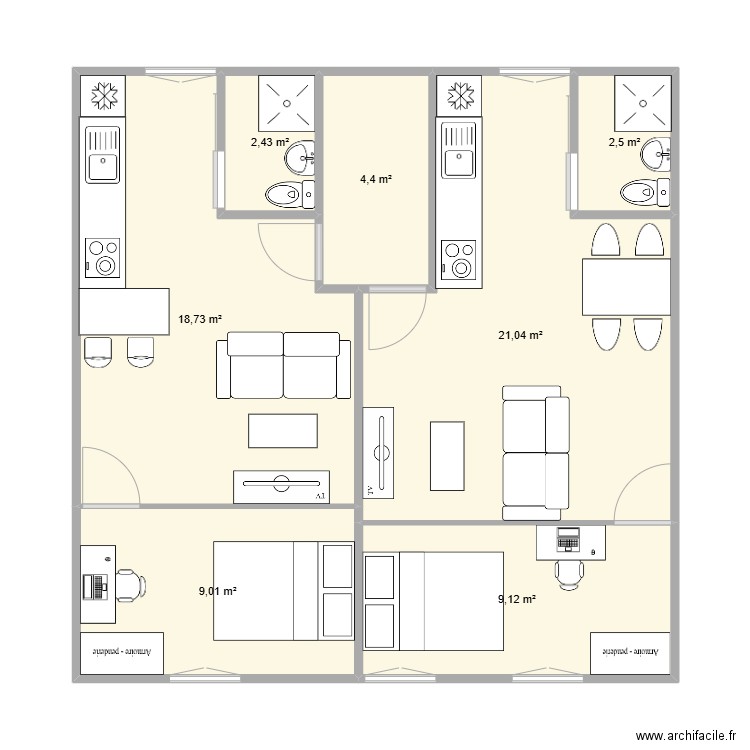 Josselin Et 1. Plan de 7 pièces et 67 m2