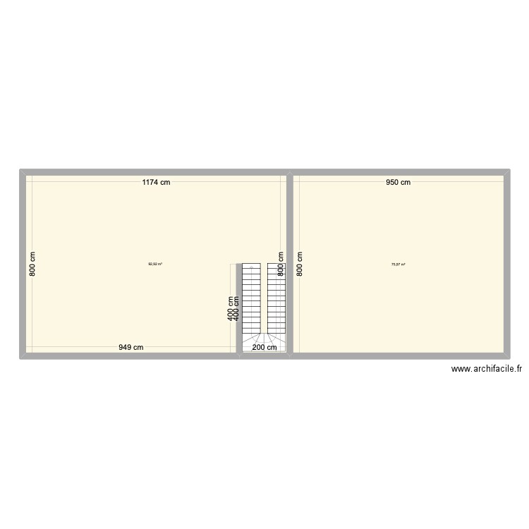 bang p2 RC. Plan de 2 pièces et 169 m2