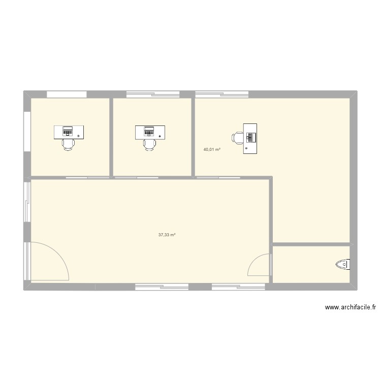 etage-container 2. Plan de 2 pièces et 77 m2