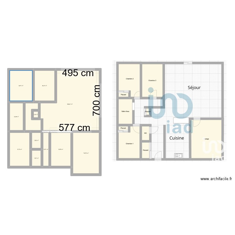 Maison2x. Plan de 11 pièces et 107 m2