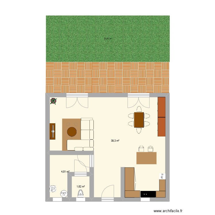 Idée maison. Plan de 3 pièces et 46 m2