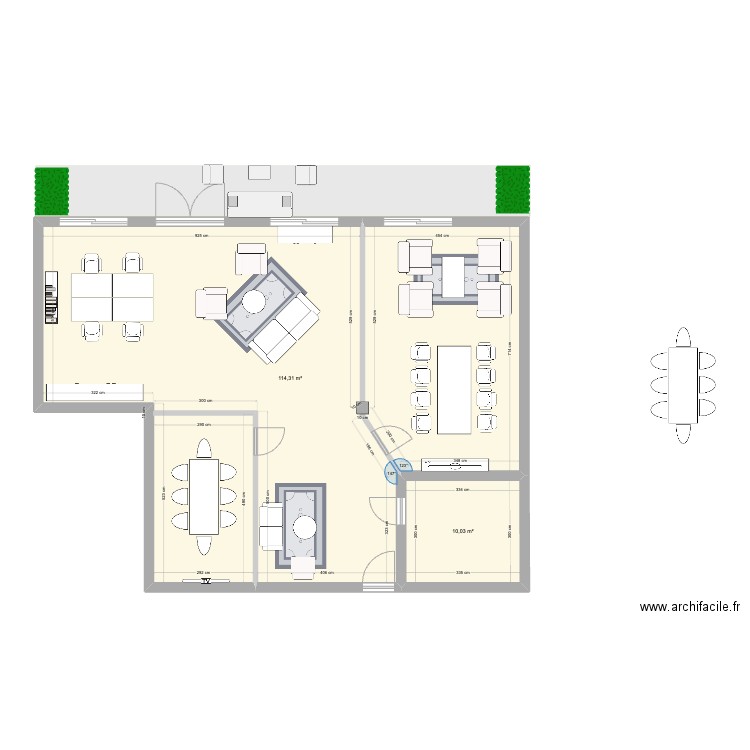 Bureau eguilles 1. Plan de 2 pièces et 124 m2