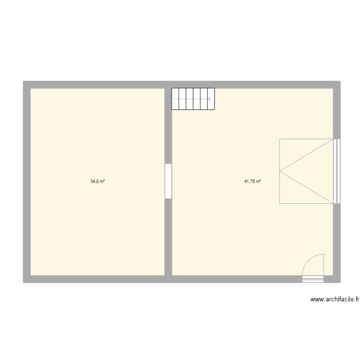 caillotte. Plan de 2 pièces et 77 m2