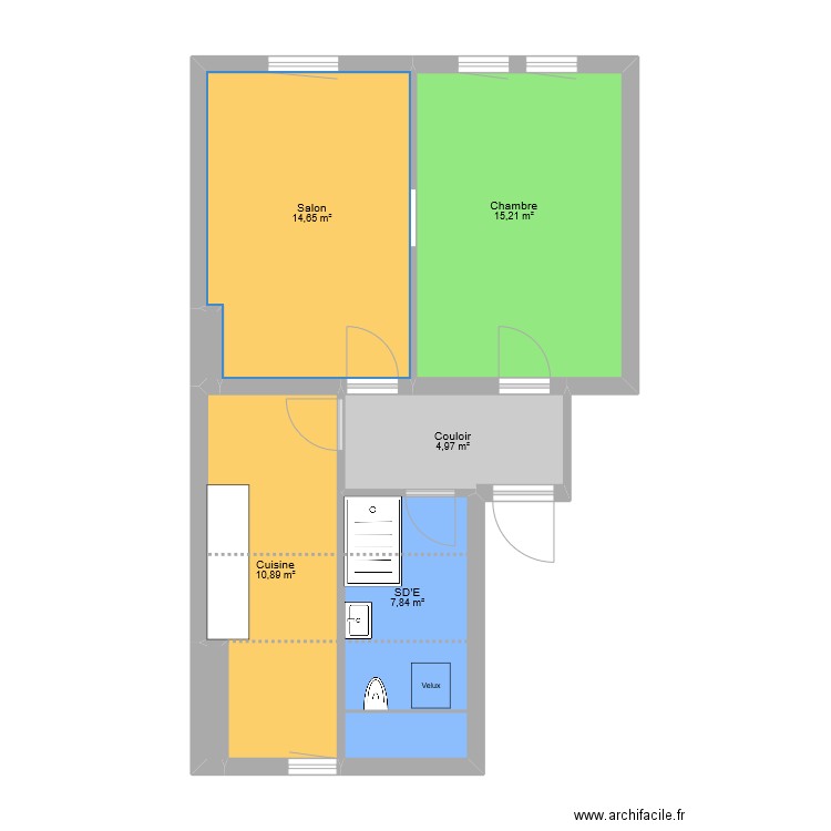 Appartement Metz (avec modif V2.0). Plan de 7 pièces et 54 m2