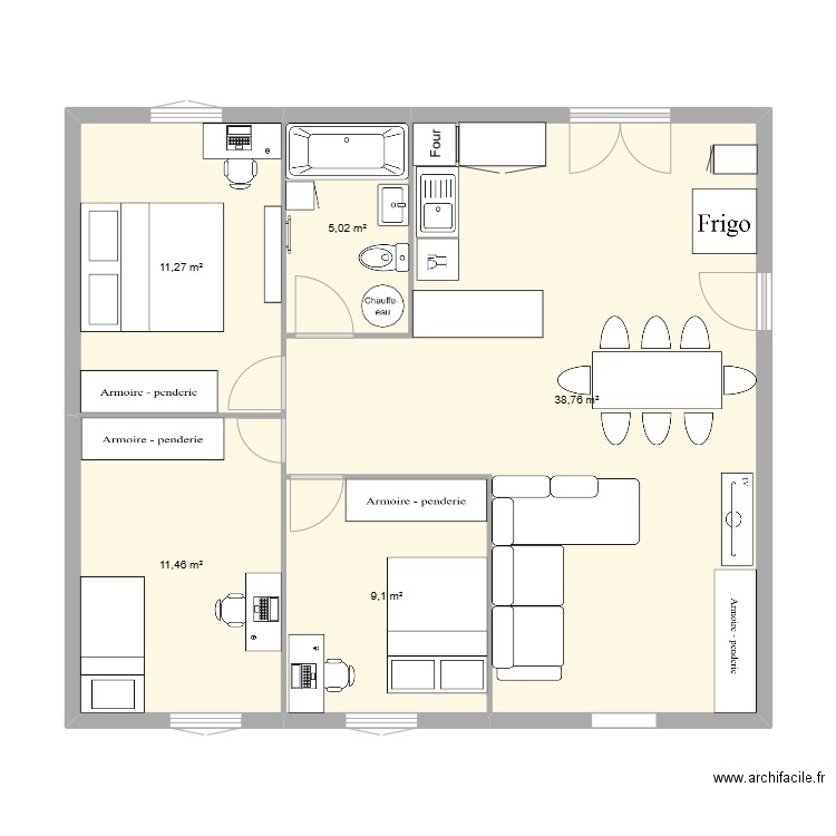 ponthion. Plan de 5 pièces et 76 m2