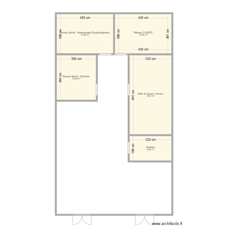 Plan locaux Séché. Plan de 5 pièces et 61 m2