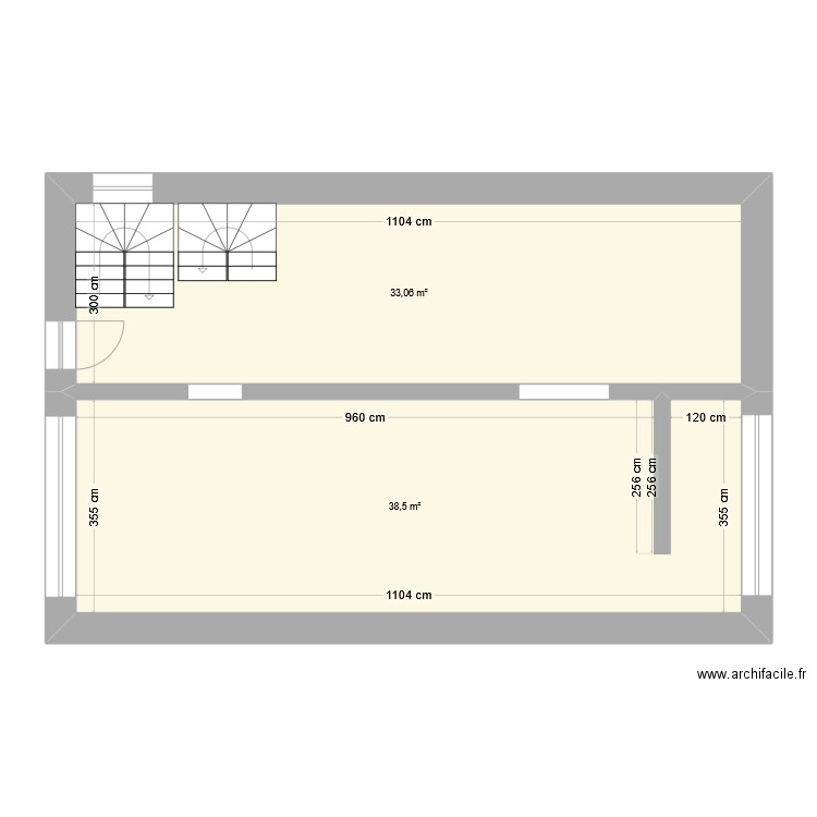 Eiffel. Plan de 2 pièces et 72 m2