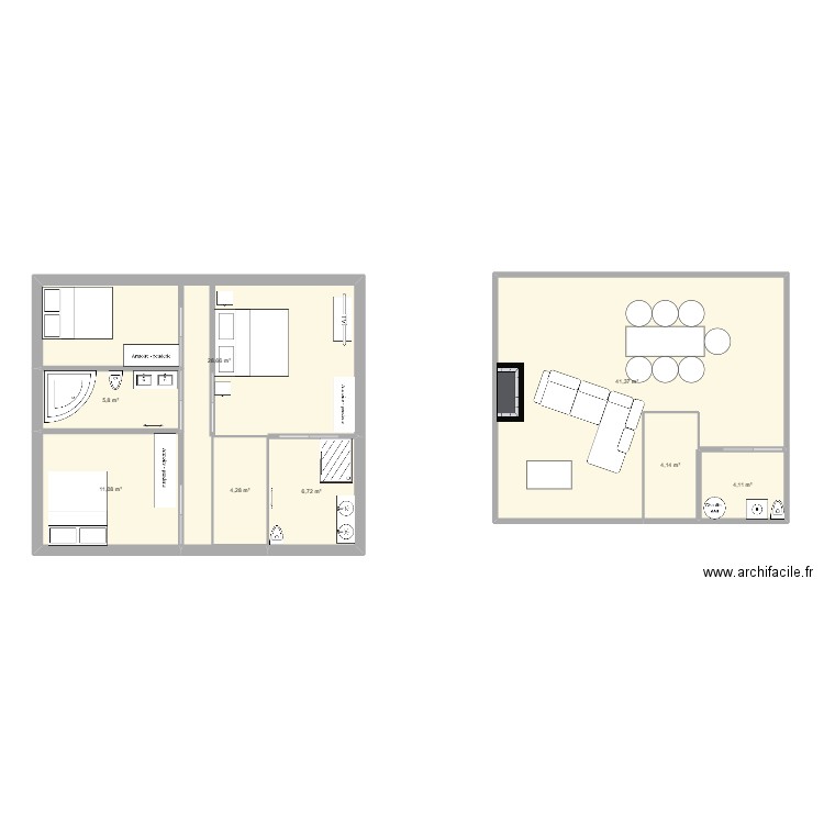 Bout . Plan de 8 pièces et 106 m2