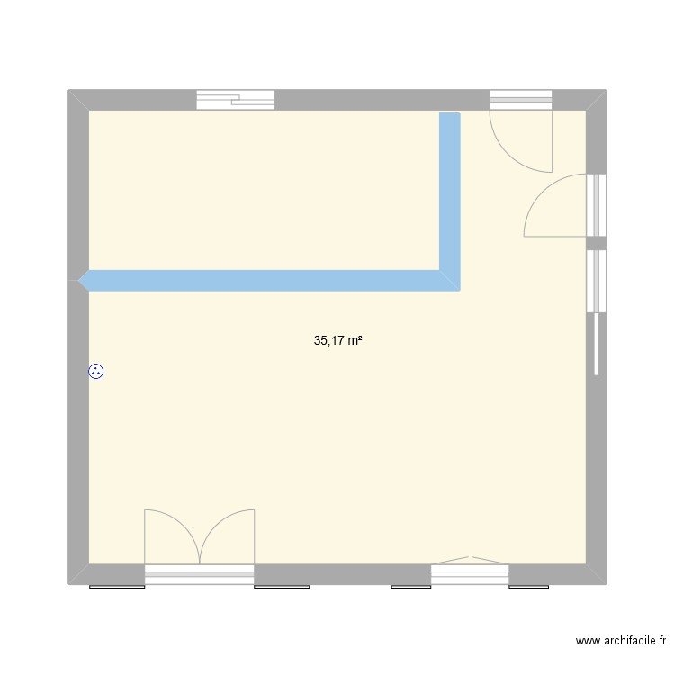 début. Plan de 1 pièce et 35 m2