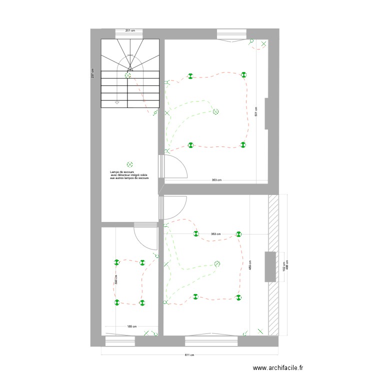 2 ième étage éclairage . Plan de 0 pièce et 0 m2