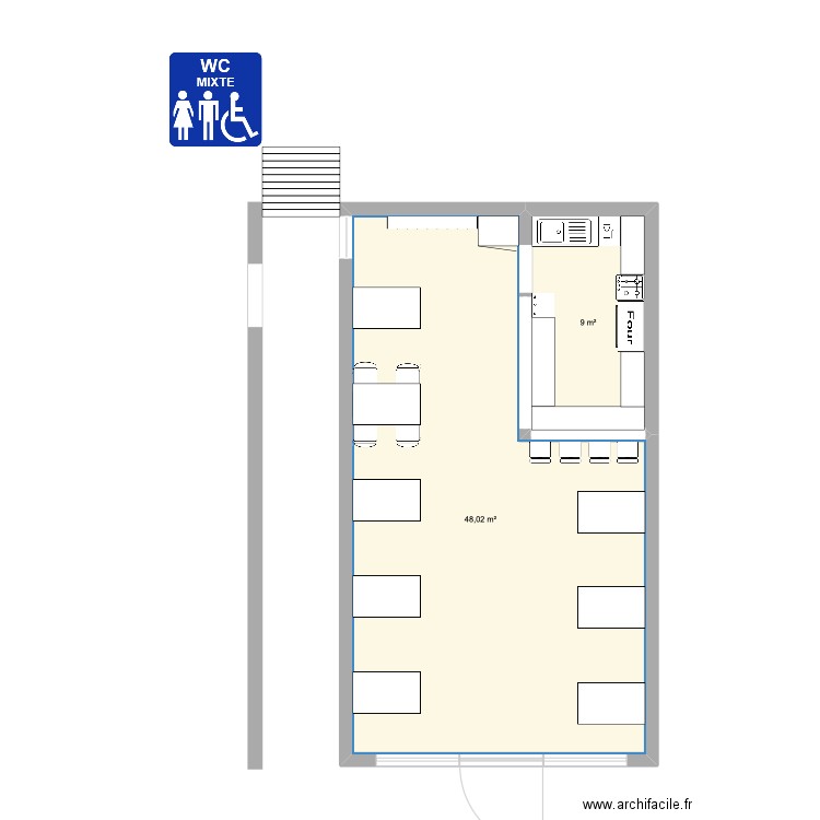 Gargantua 1. Plan de 2 pièces et 57 m2