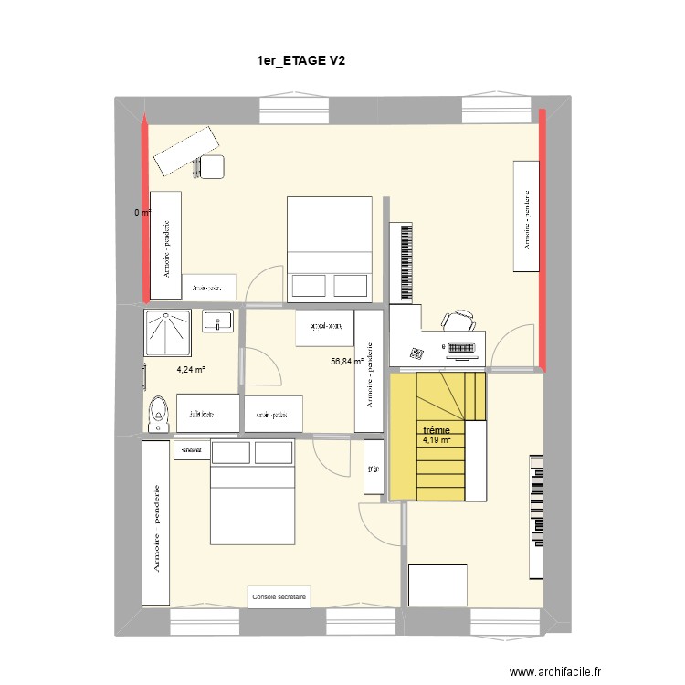 1er_ETAGE V2_K_5. Plan de 4 pièces et 65 m2