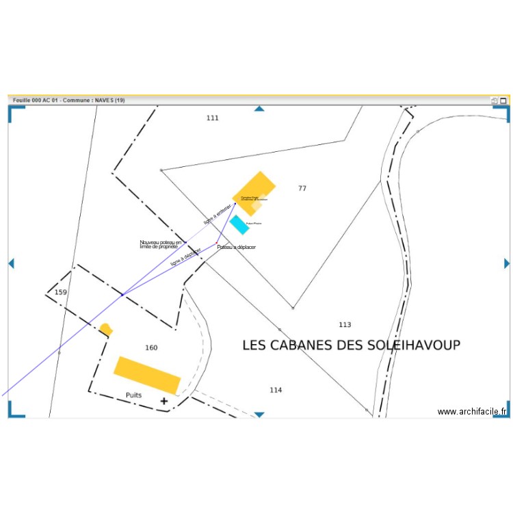 Naves déplacement poteau cadastre. Plan de 0 pièce et 0 m2