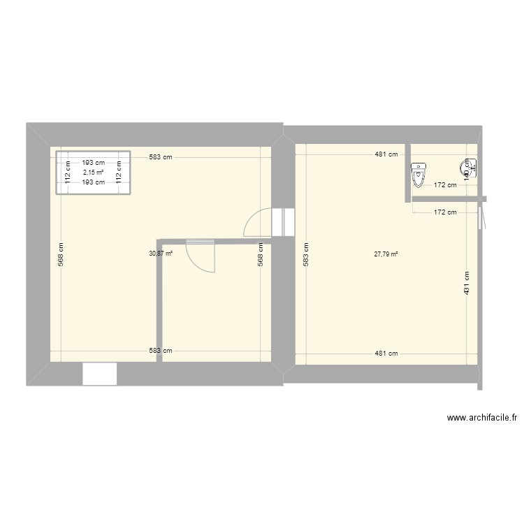 Gouttiersétage310724. Plan de 3 pièces et 63 m2