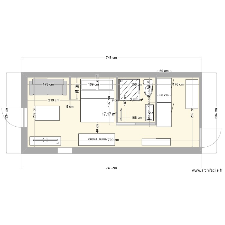 PAS TOP NON PLUS. Plan de 2 pièces et 20 m2