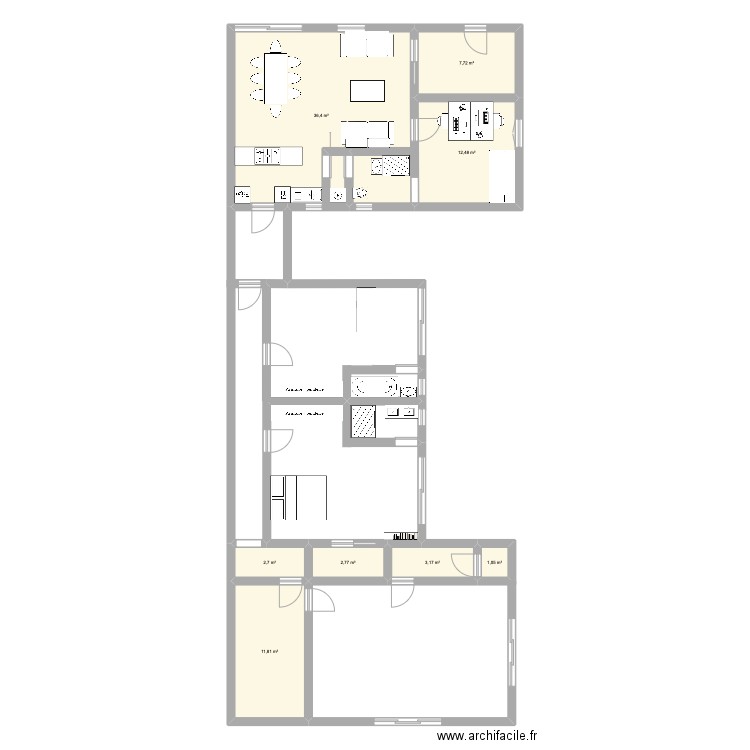 Cénac V1. Plan de 8 pièces et 78 m2