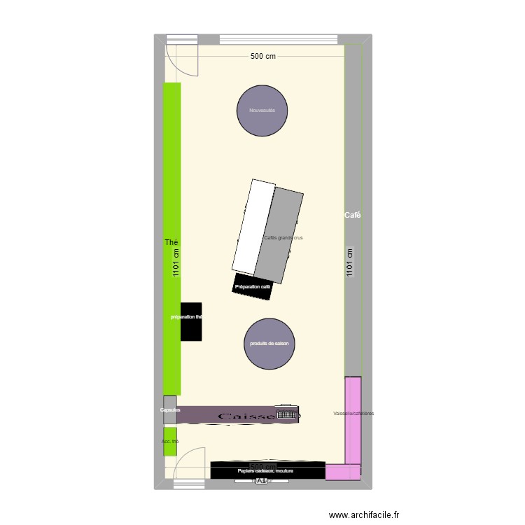 Plan de masse Les Comptoirs Thé Café Beaune. Plan de 1 pièce et 55 m2
