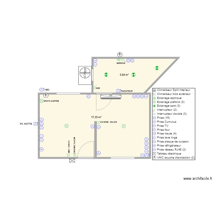 studio st brevin elec. Plan de 2 pièces et 23 m2