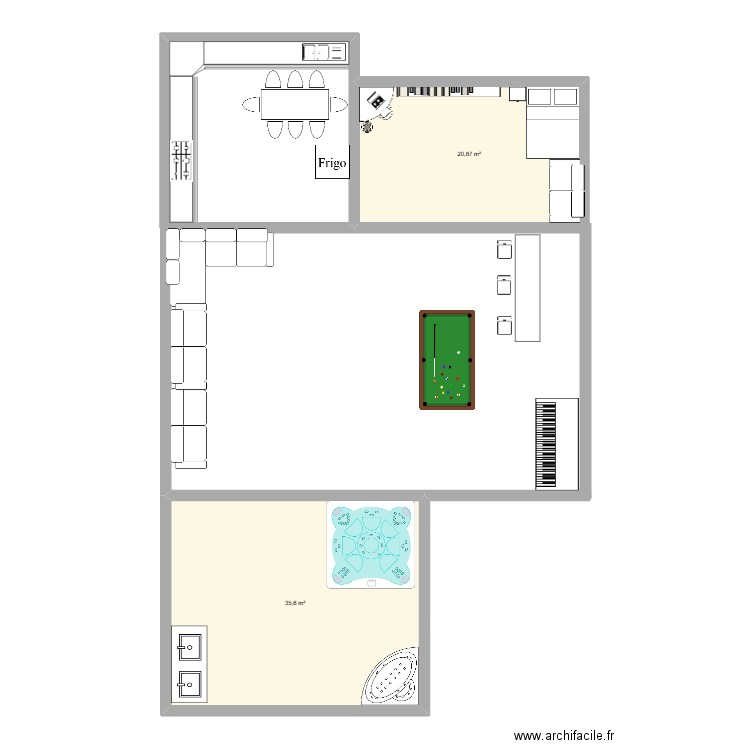 Camille maison. Plan de 2 pièces et 56 m2