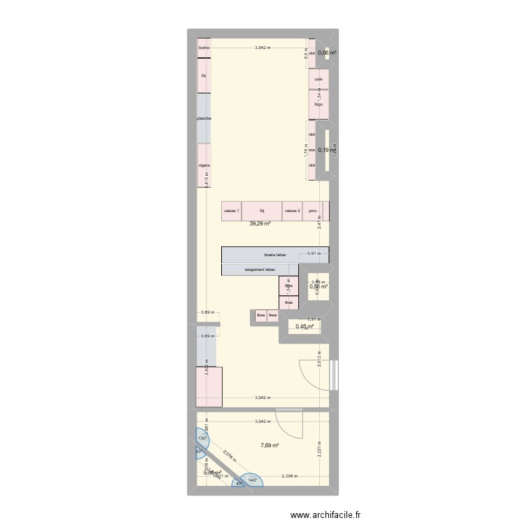 tabac pelleport. Plan de 7 pièces et 51 m2