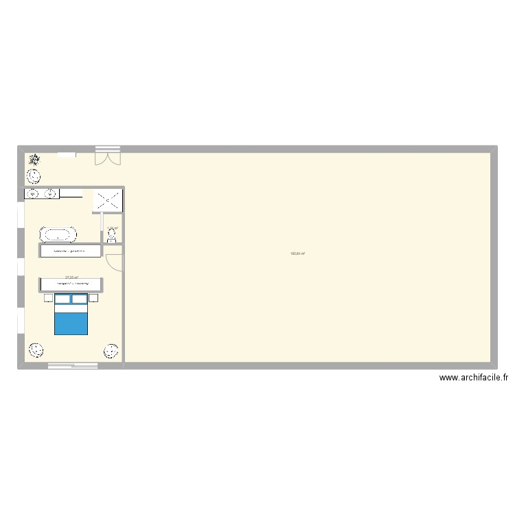 Idée 1. Plan de 3 pièces et 222 m2