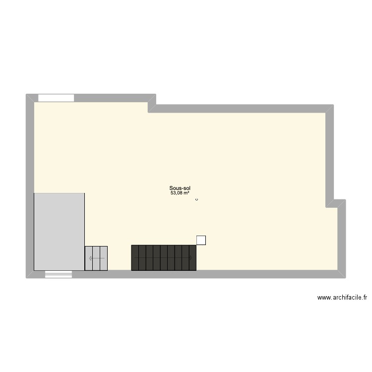 Sous-sol. Plan de 1 pièce et 53 m2