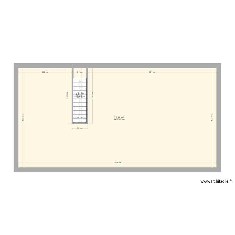 MORIAME Grenier EDL. Plan de 2 pièces et 76 m2