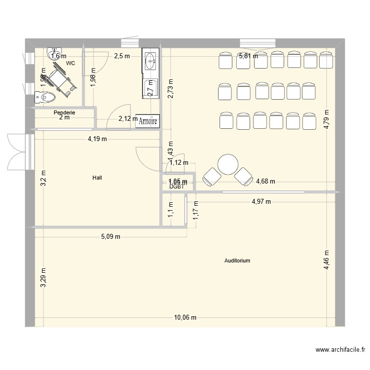 SDR WC1. Plan de 8 pièces et 92 m2