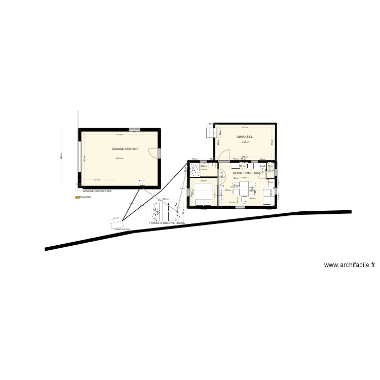 IRM AVEC GARAGE . Plan de 5 pièces et 68 m2