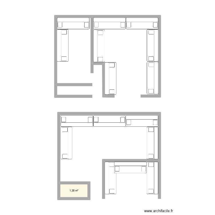 chambre 2. Plan de 1 pièce et 1 m2