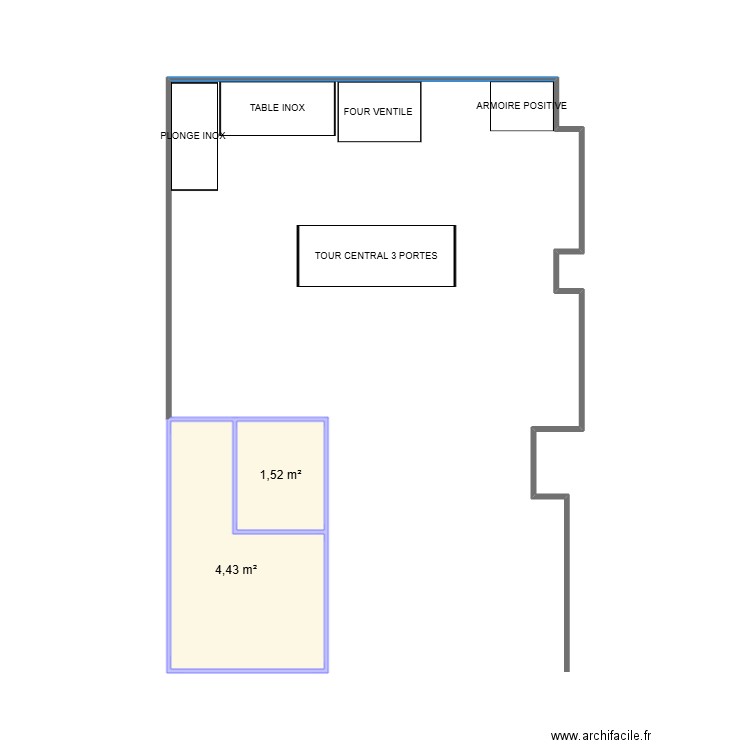 GUERINEAU. Plan de 2 pièces et 6 m2