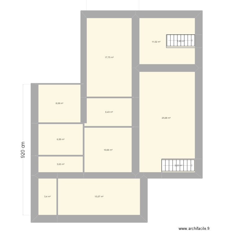 guetz. Plan de 22 pièces et 218 m2