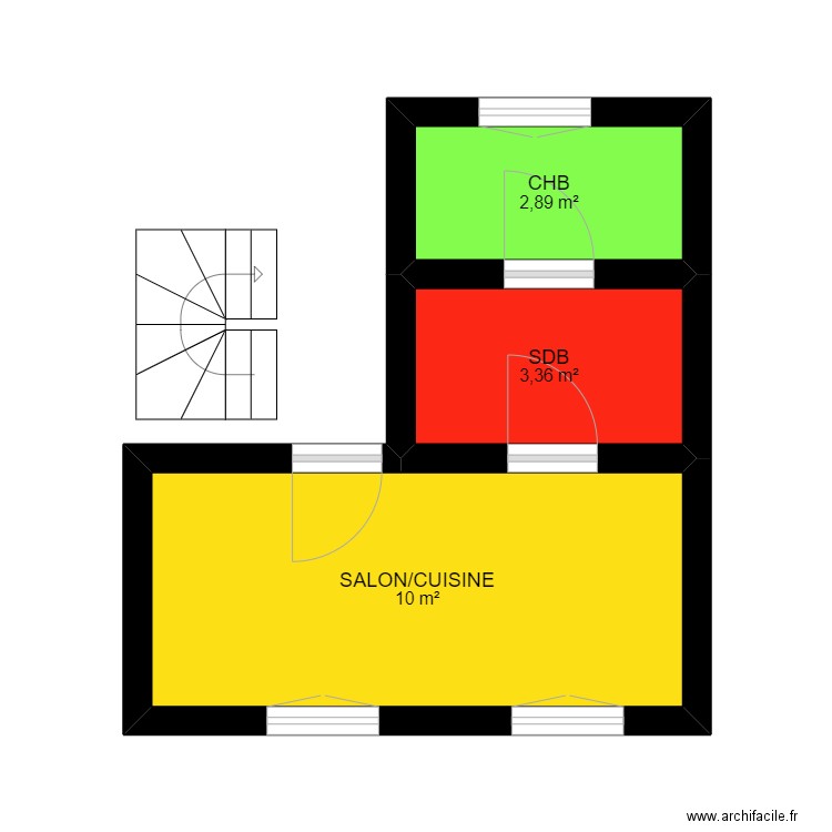 APPART 2. Plan de 3 pièces et 16 m2