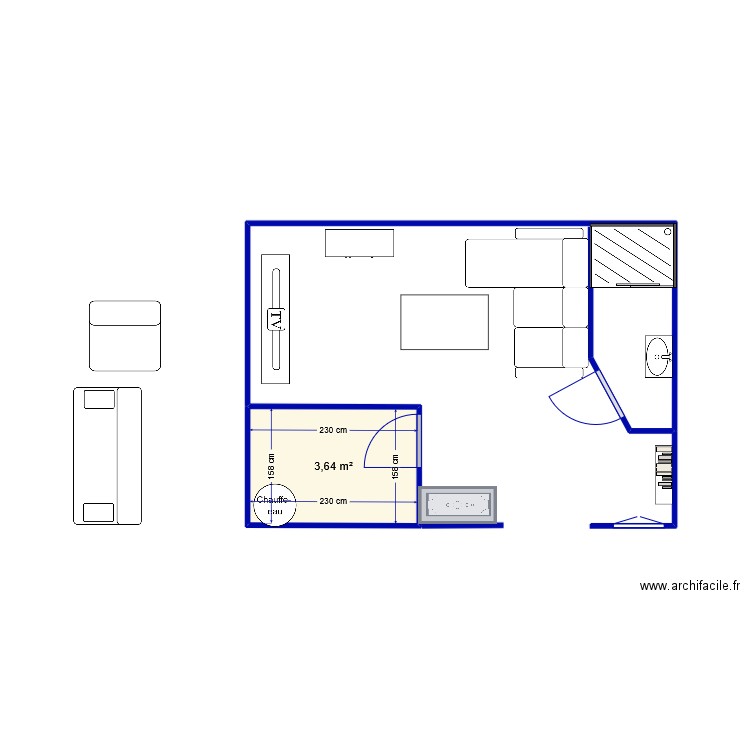 maison le puy. Plan de 1 pièce et 4 m2