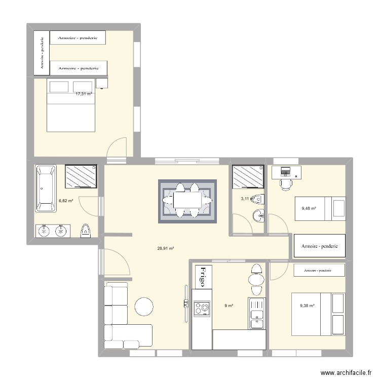 Maison RENOVATION PLAN C. Plan de 7 pièces et 84 m2