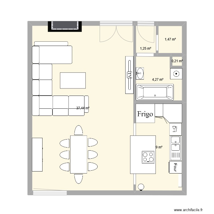 Test appart. Plan de 6 pièces et 54 m2