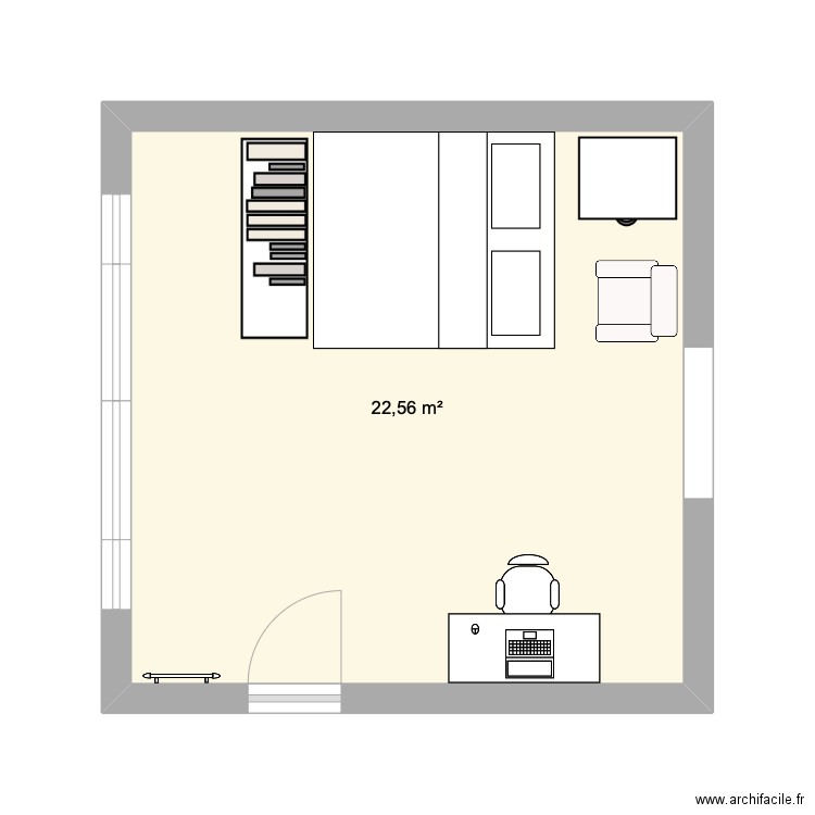 Chambre Kayla. Plan de 1 pièce et 23 m2