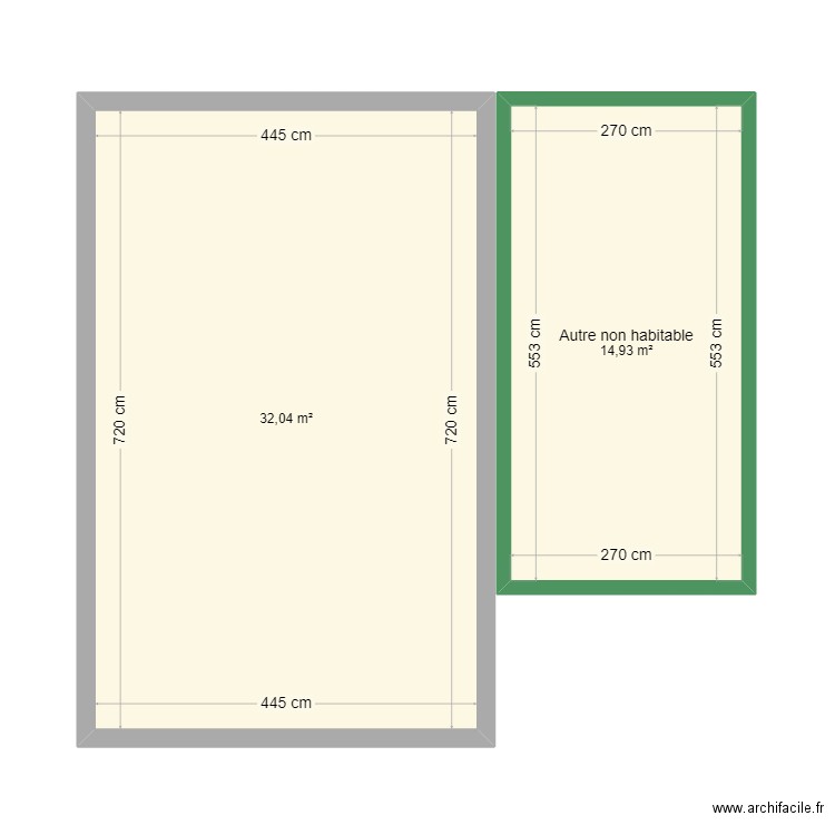 Cap d'Agde. Plan de 2 pièces et 47 m2