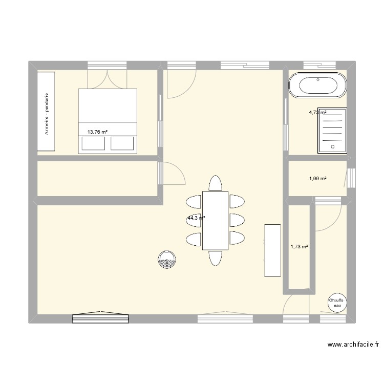 MAISON AGRANDISSEMENT 1. Plan de 5 pièces et 67 m2