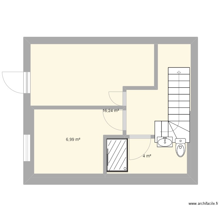 étage 1. Plan de 3 pièces et 41 m2