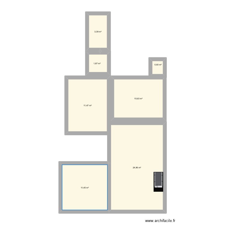 Appart. Plan de 7 pièces et 65 m2