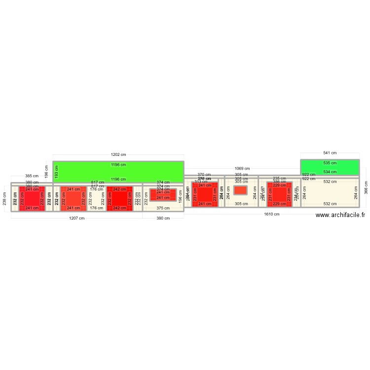 facade avant a. Plan de 26 pièces et 119 m2